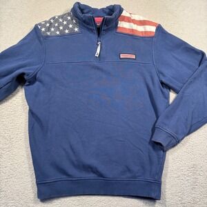 Vineyard Vines Martha's Vineyard Flag Shep Shirt Quarter Zip Sweatshirt Men's‎ S